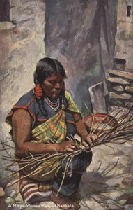 Femme Moqui fabriquant des paniers, Arizona, États-Unis (photo couleur) - American Photographer