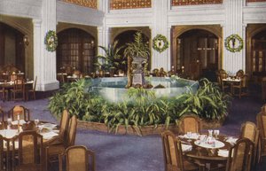 Chicago : Fontaine dans le South Grill Room, Marshall Field and Co (photo couleur)