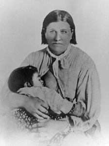 Cynthia Ann Parker avec sa fille Prari Flower, vers 1861