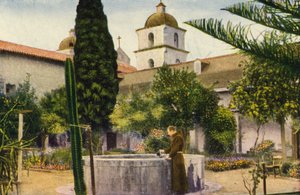 Dans le jardin, Mission de Santa Barbara (photo couleur)
