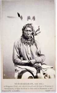 NE-BAH-QUAH-OM, Grand Chien, Chef Chippewa, proposé de combattre les Sioux au Minnesota