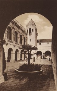 San Diego : Bâtiment du Patio des Comtés de Californie du Sud, Exposition Panama-Californie (photo n/b) - American Photographer
