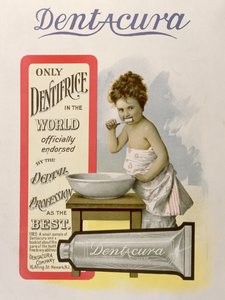 Publicité pour Dentacura Dentifrice, de Theatre Magazine, Angleterre, 1901