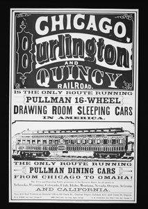 Publicité pour les voitures Pullman de Chicago, vers 1875 - American School