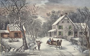 Homestead américain - Hiver, pub. 1868, Currier & Ives