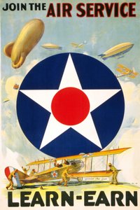 Affiche américaine « Rejoignez le service aérien Apprenez - gagnez. » éditée entre 1917 et 1920 - American School