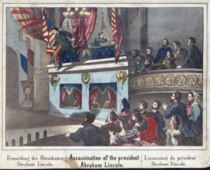 Assassinat du président Abraham Lincoln, pub. 1865 - American School