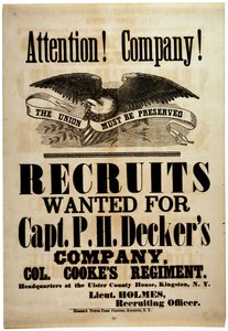 Attention! Compagnie!, affiche de recrutement pour la 156e infanterie de New York, 1862 - American School