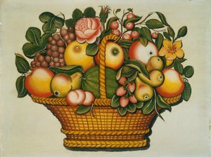 Panier de fruits avec des fleurs, vers 1830 - American School