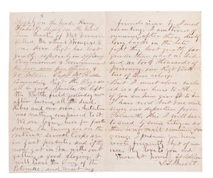 Lettre de rapport de bataille par G. L. Brehct (plume et encre sur papier) - American School