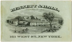 Carte commerciale de Bennett & Hall [recto], 1882 (lithographie gravée [carte commerciale])