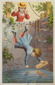 Garçon tombant dans un puits