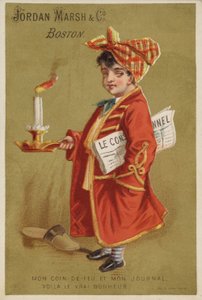 Garçon avec un journal portant une bougie allumée