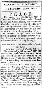 Affiche annonçant la paix entre les États-Unis et la Grande-Bretagne après la guerre de 1812, imprimée dans le Connecticut Courant, 1815