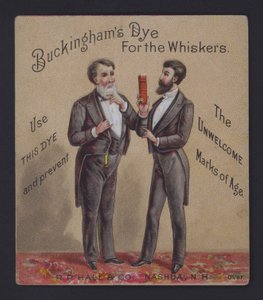 Publicité pour la teinture de moustaches de Buckingham - American School