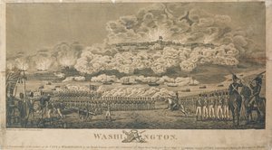 Incendie de Washington par les Britanniques, 24 août 1814, publié par I. Ryland - American School