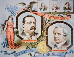 Affiche de campagne pour le candidat présidentiel Grover Cleveland et son colistier, Thomas A. Hendricks (1819-85)