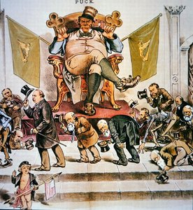 Caricature représentant le pouvoir politique irlandais aux États-Unis, présentée dans 