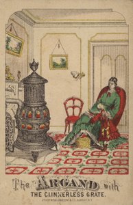 Enfant lisant un livre à sa mère près du poêle - American School