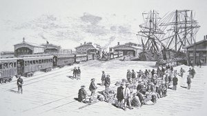 Immigrants chinois arrivant à San Francisco pour travailler sur le chemin de fer transcontinental dans les années 1860