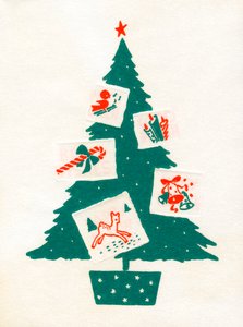 Arbre de Noël Décoré avec des Cartes de Noël