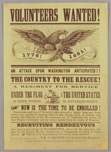 Affiche de recrutement de la guerre civile, 1861