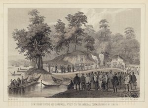 Le commodore Perry faisant ses adieux aux commissaires impériaux à Simoda, Japon - American School