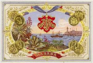 Étiquette de boîte de cigares cubains