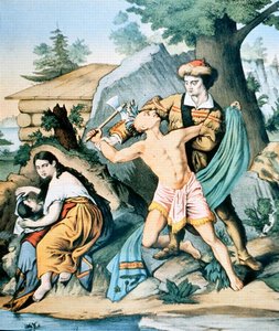 Daniel Boone (1734-1820) défend sa famille contre une attaque indienne