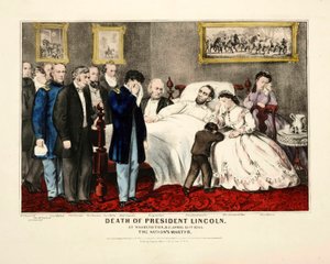 Mort du président Lincoln, à Washington, DC, 15 avril 1865, pub. 1865 lithographie en couleur