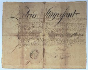 Acte signé par Peter Stuyvesant, Directeur Général de la Nouvelle-Néerlande, 15 mai 1664 - American School