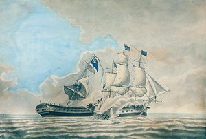 Engagement entre la frégate américaine Constund et le H.M.S. Guerriere - American School