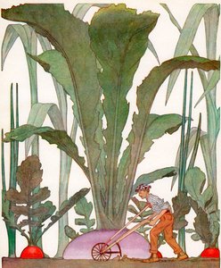 Agriculteur cultivant des légumes géants - American School