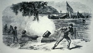 Batterie de mortiers fédérale pendant la guerre civile américaine (1861-65) - American School