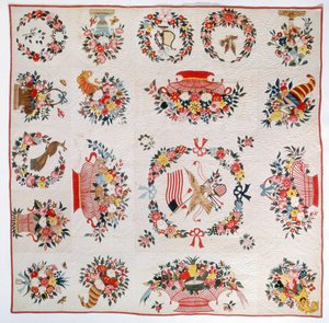 Courtepointe Drapeau et Fleur, vers 1860 - American School