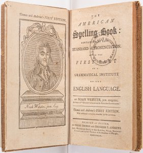 Frontispice de "The American Spelling Book" par Noah Webster, Boston, 1789