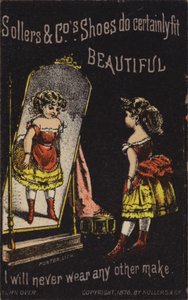Fille regardant dans le miroir des bottes rouges