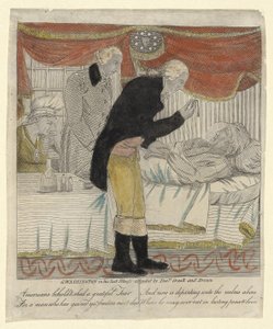G. Washington dans sa dernière maladie, assisté par les Drs Craik et Brown, publié vers 1800 - American School