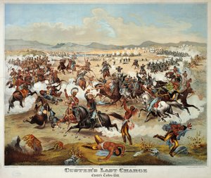 Le dernier combat du général Custer à la bataille de Little Bighorn, le 25 juin - American School