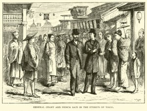 Le général Grant et le prince Dati dans les rues de Tokyo