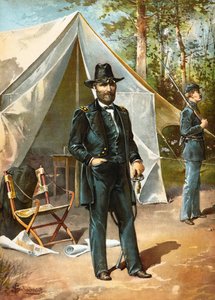 Le général Ulysses S. Grant devant sa tente pendant la guerre civile américaine, publié en 1892