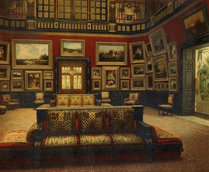 Grande salle, Hôtel Van der Bilt à New York, vers 1840, gravure en couleur