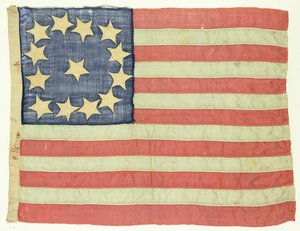 Drapeau cousu à la main avec treize étoiles, c.1830-80 - American School