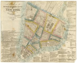 Nouveau plan de poche de la ville de New York par Hooker, compilé et arpenté par William Hooker, 1842