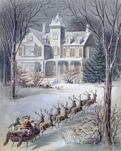 Illustration de La nuit avant Noël écrite par le professeur Clement Clarke Moore (1779-1863) - American School