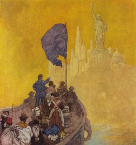 Immigrants, arrivant à New York (litho)