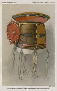 Masque Katcina avec appendice de fleur de courge et symbolisme de nuage de pluie - American School