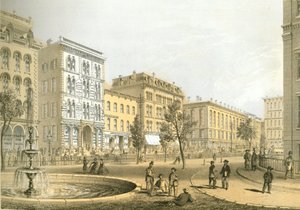 LaSalle Street depuis Courthouse Square, de Chicago Illustrated, avec descriptions littéraires par James W. Sheahan, publié par Jevne & Almini, Chicago, 1866-67 - American School