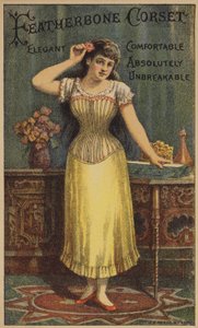 Dame portant un corset jaune