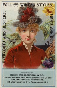 Dame en robe rouge et bonnet